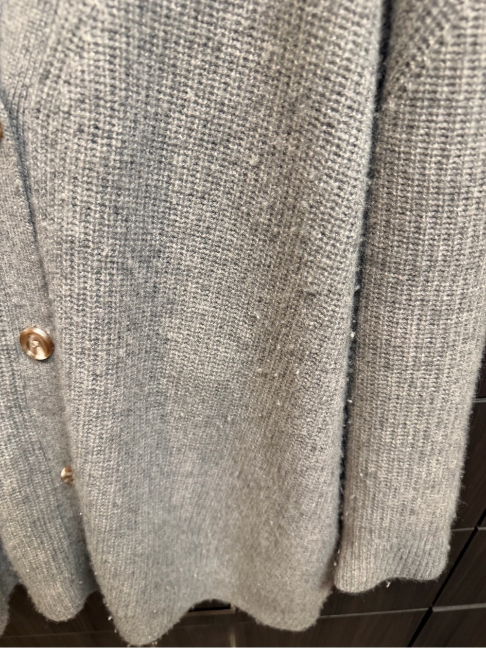 Quince Light Gray V-Neck Button Cardigan - Picture 3 of 6